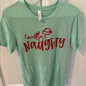 Christmas- Bella Canvas Mint Green Tee with Red Print